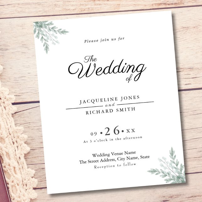 Eucalyptus Rustic Budget Chic Wedding Invitation Flyer (Creator Uploaded)