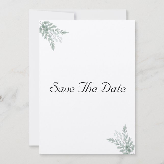 Eucalyptus Rustic Eco Friendly Kraft Save The Date Invitation (Front)