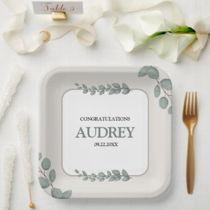 Eucalyptus Rustic Floral Baby Shower Paper Plates