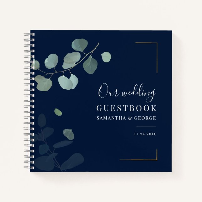Eucalyptus Rustic Greenery Wedding Guest Book (Front)