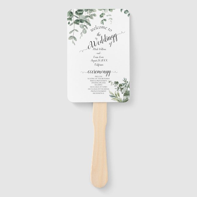 Eucalyptus Rustic Greenery Wedding  Hand Fan (Front)