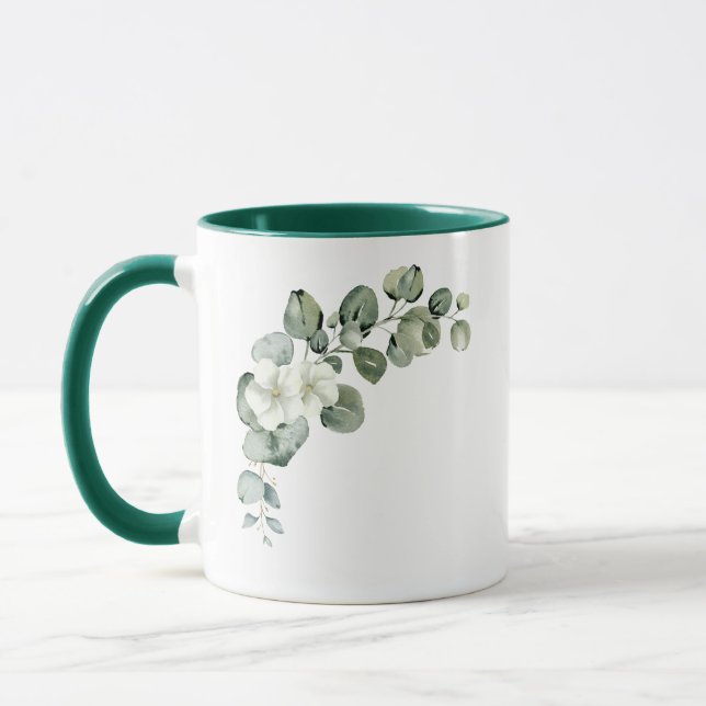 Eucalyptus Rustic Greenery Wedding Mug (Left)