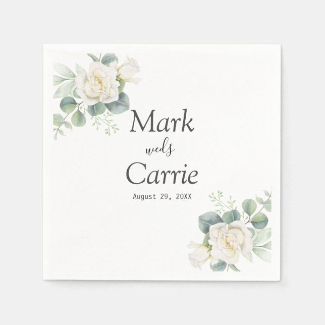 Eucalyptus Rustic Greenery Wedding Napkins (Front)