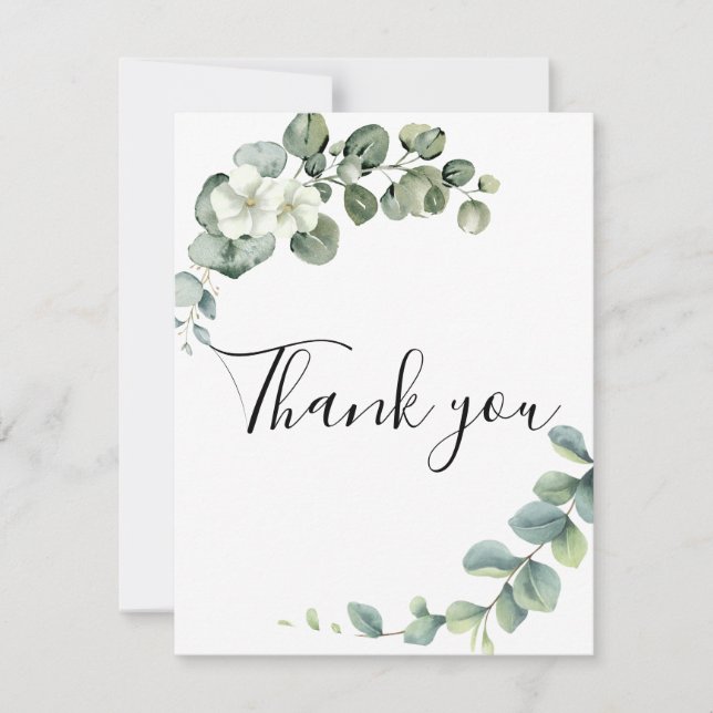 Eucalyptus Rustic Greenery Wedding Thank You Card (Front)