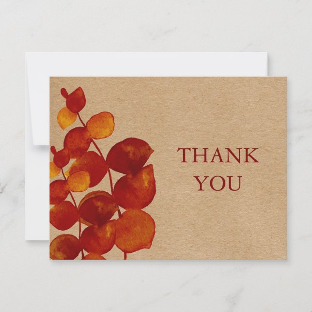 Eucalyptus Rustic Kraft Business Thank You Card (Front)