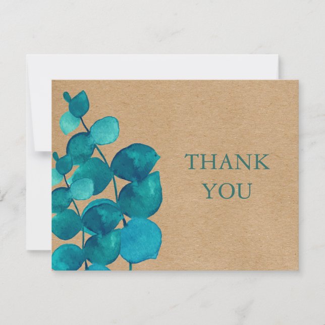Eucalyptus Rustic Kraft Business Thank You Card (Front)