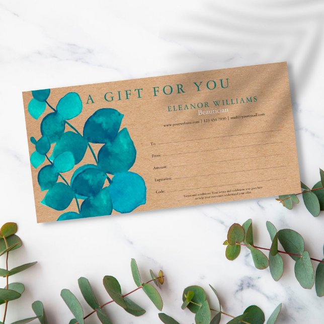 Eucalyptus Rustic Kraft Gift Certificate (Creator Uploaded)