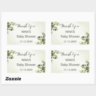 Eucalyptus Rustic Leaves Budget Thank You Round Rectangular Sticker