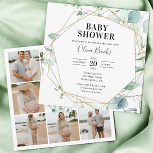 Eucalyptus Rustic Photo Baby Shower Invitation