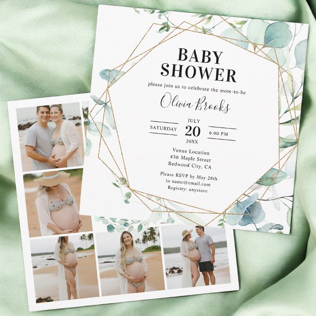 Eucalyptus Rustic Photo Baby Shower Invitation (Creator Uploaded)