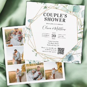 Eucalyptus Rustic Photo QR Code Bridal Shower Invitation