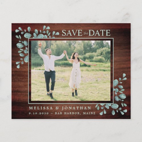 Eucalyptus Rustic Photo QR Code Save The Date