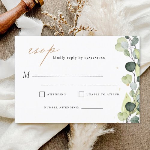 Eucalyptus Rustic Wedding RSVP Invitation