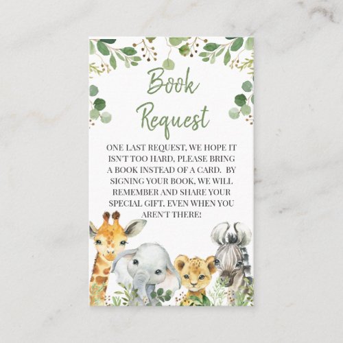 Eucalyptus Safari Baby Shower Book Request Insert