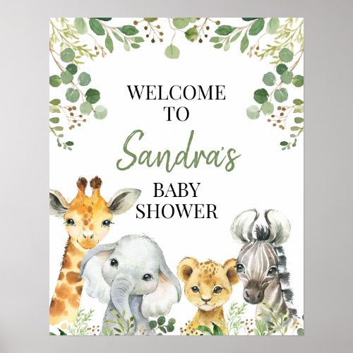 Eucalyptus Safari Baby Shower Welcome Sign - Eucalyptus Safari Baby Shower Welcome Sign
 
Sweet gender neutral safari themed baby shower welcome sign featuring four cute watercolor safari animals and some grey eucalyptus foliage .   Great way to welcome guests to a gender neutral safari themed baby shower.