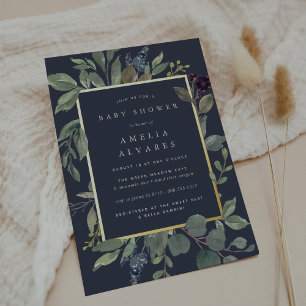Eucalyptus & Sage Baby Shower Foil Invitation