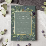 Eucalyptus & Sage Bat Mitzvah Foil Invitation<br><div class="desc">Chic botanical bat mitzvah invitation features a border of lush sage green botanical leaves and watercolor eucalyptus foliage with gold foil trim. Personalize with your ceremony and party details in modern lettering on a tone on tone moss green background.</div>