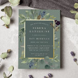 Eucalyptus & Sage Bat Mitzvah Foil Invitation<br><div class="desc">Chic botanical bat mitzvah invitation features a border of lush sage green botanical leaves and watercolor eucalyptus foliage with gold foil trim. Personalize with your ceremony and party details in modern lettering on a tone on tone moss green background.</div>
