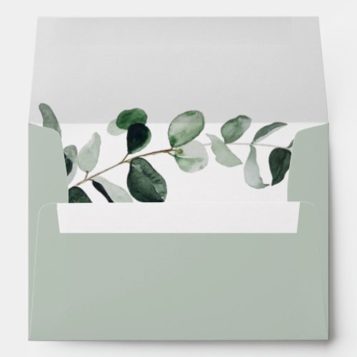 Eucalyptus Sage Botanical Custom Wedding Envelope