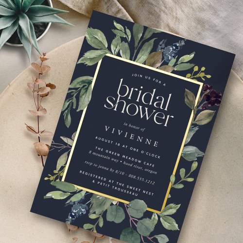 Eucalyptus  Sage Bridal Shower Foil Invitation