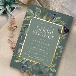 Eucalyptus & Sage Bridal Shower Foil Invitation
