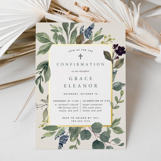 Eucalyptus & Sage Confirmation Foil Invitation (Creator Uploaded)