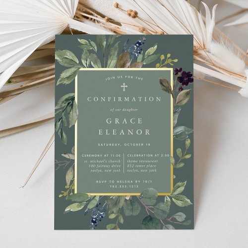 Eucalyptus  Sage Confirmation Foil Invitation