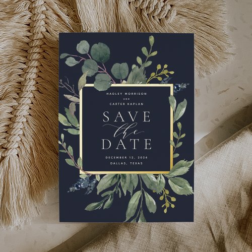 Eucalyptus  Sage Foil Save the Date Card