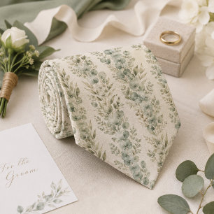 Eucalyptus Sage Garden Wedding Neck Tie