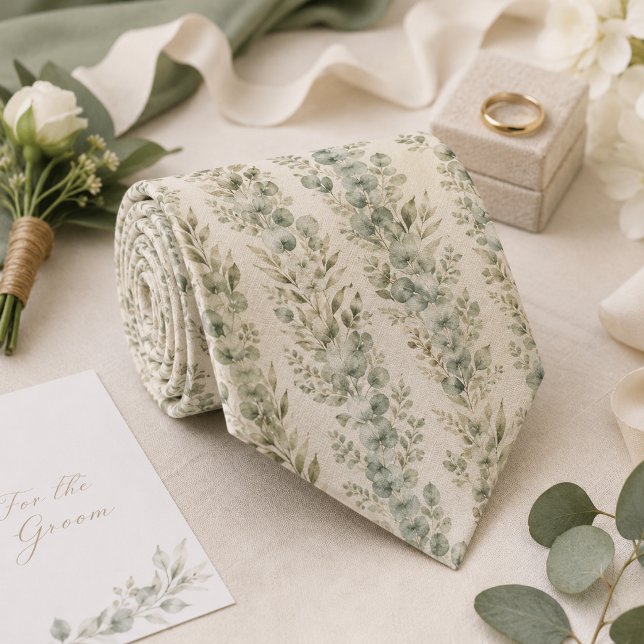 Eucalyptus Sage Garden Wedding Neck Tie (Creator Uploaded)