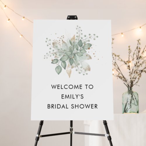Eucalyptus Sage Gold Welcome to Bridal Shower Foam Board