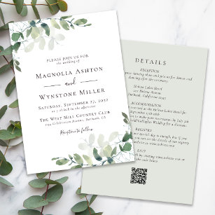 Eucalyptus Sage Green All in One Wedding Invitation