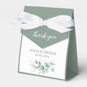 Eucalyptus Sage Green Botanical Wedding Favor Boxes