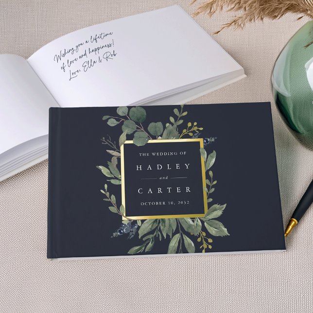 Eucalyptus & Sage | Green Botanical Wedding Foil Guest Book (Creator Uploaded)