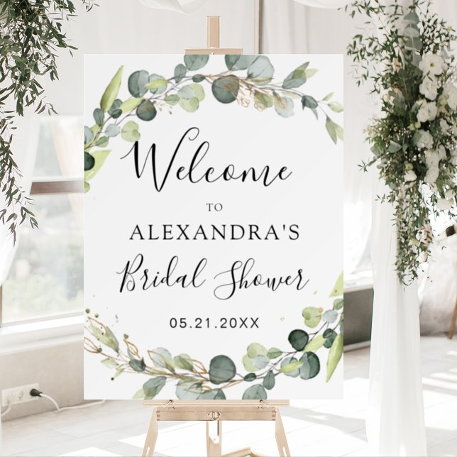 Eucalyptus Sage Green Floral Bridal Shower  Foam Board (Creator Uploaded)
