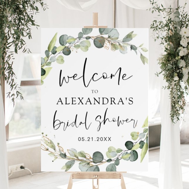 Eucalyptus Sage Green Floral Bridal Shower Foam Board (Creator Uploaded)