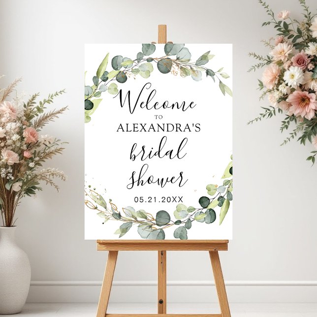 Eucalyptus Sage Green Floral Bridal Shower  Foam Board (Creator Uploaded)