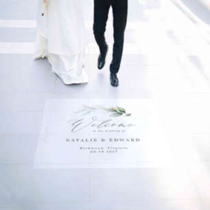 Eucalyptus sage green gold wedding welcome  floor  decals