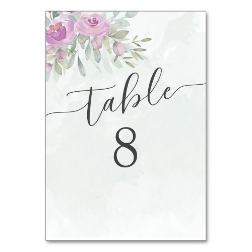 Eucalyptus Sage Green  Pink Wedding Table Number