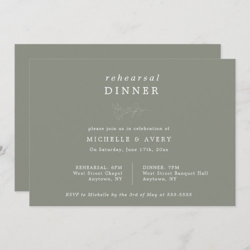 Eucalyptus Sage Green Rehearsal Dinner Invitation