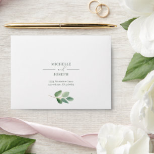Eucalyptus Sage Green Return address Wedding Envelope