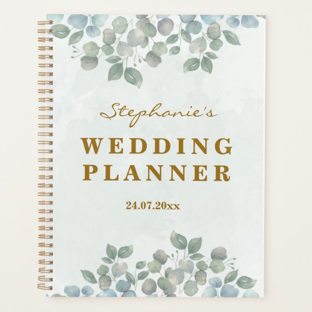 eucalyptus sage green watecolor planner (Front)
