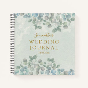 Eucalyptus sage green watercolor wedding notebook