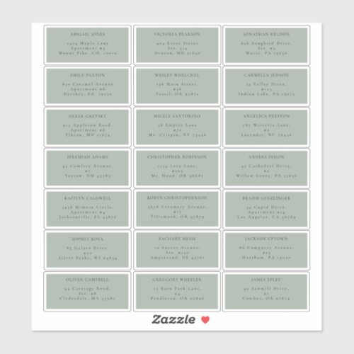 Eucalyptus Sage Green Wedding Guest Address Label