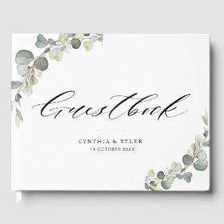 eucalyptus sage green wedding guestbook