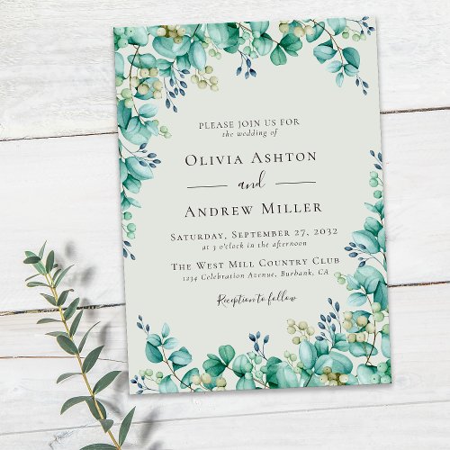 Eucalyptus Sage Green Wedding Invitation