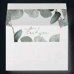 Eucalyptus sage green wedding invitation envelopes<br><div class="desc">Eucalyptus wedding invitation envelope template. Eucalyptus, sage, faded emerald green, dusty blue greenery border with elegant, modern, simple gold foil frame and simple elegant calligraphy script. (The eucalyptus leaves in the design are manipulated photos). This wedding design is part of my Eucalyptus Wedding collection which includes: wedding invitation, Save the...</div>