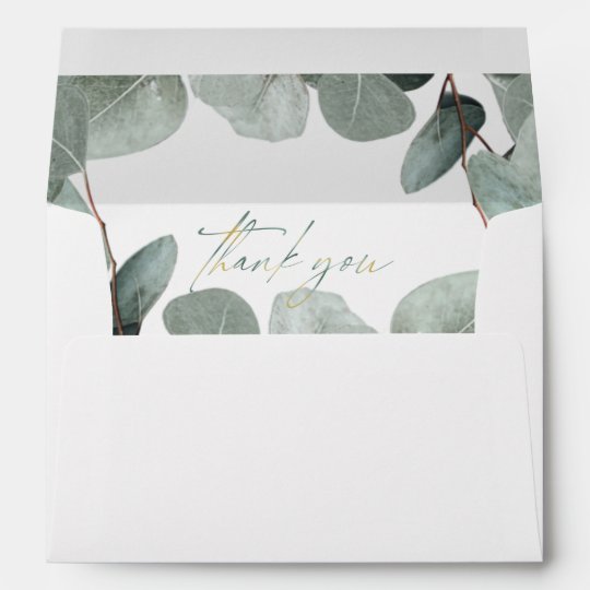 Eucalyptus sage green wedding invitation envelopes