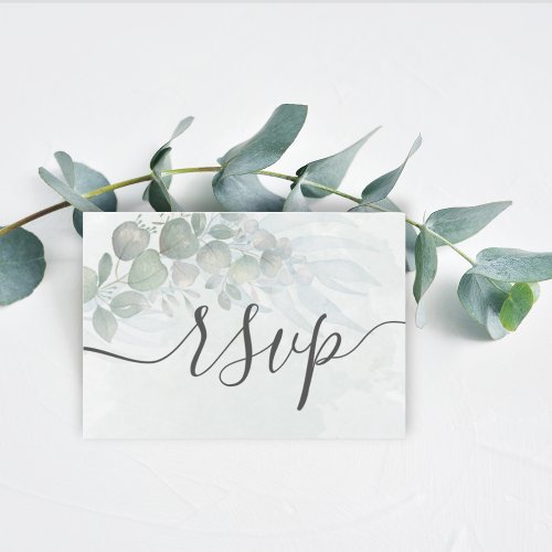 Eucalyptus sage green Wedding RSVP 