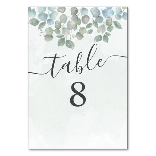 Eucalyptus Sage Green Wedding Table Card